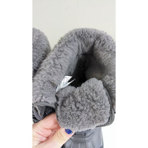 UGG Butte II Toggle Tall Gray Leather Waterproof Snow Boots US Youth Size 1 - Picture 7 of 16